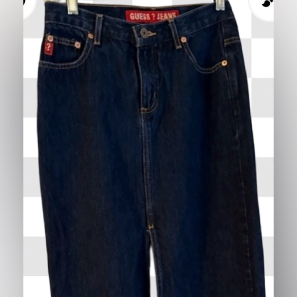 VGC-Vintage Guess Authentic Original 
Long cotton Jean skirt 
Stylish front slit